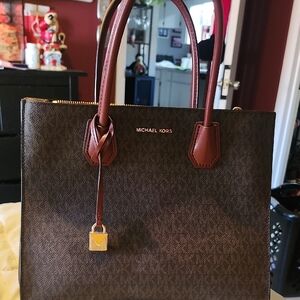 Michael Kors Dark Brown Tote with Gold Lock